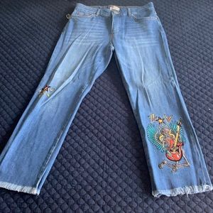 Zadig and Voltaire Straight Leg Embroidered Jean size 26